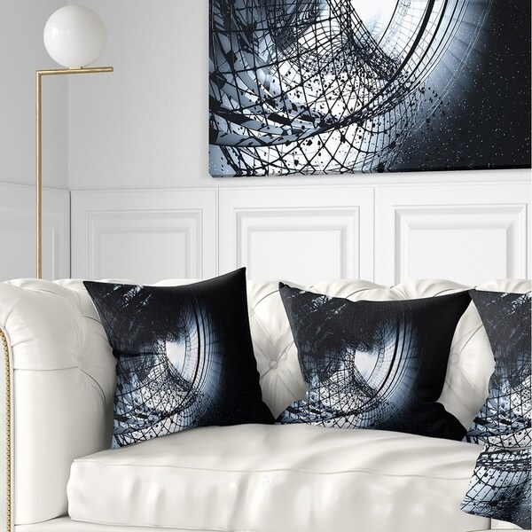 Designart '3D Abstract Art Black Spiral' Abstract Throw Pillow