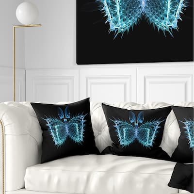 Designart 'Blue Fractal Butterfly in Dark' Abstract Throw Pillow