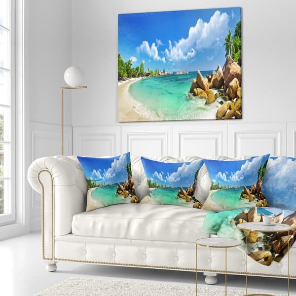 Designart Seychelles Islands Panorama Landscape Photography Throw Pillow On Sale Overstock 20945991