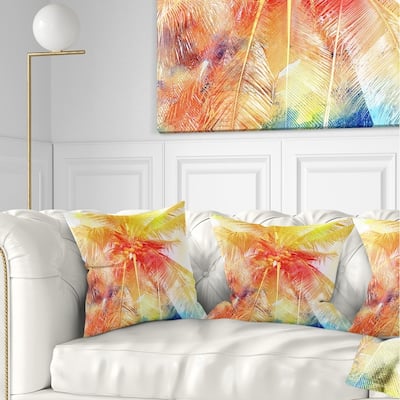 Designart 'Retro Palm Red Yellow Watercolor' Trees Painting Throw Pillow
