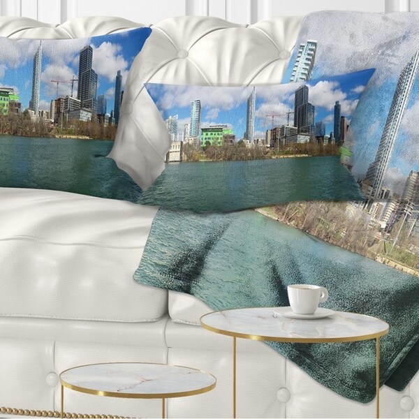 Designart 'Austin Skyline on Sunny Day' Cityscape Photo Throw Pillow