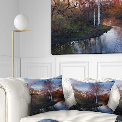 Designart 'Forest River in the Spring' Landscape Photo Throw Pillow