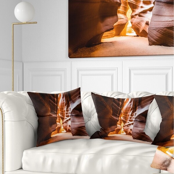 Designart 'Antelope Canyon in Sunshine' Landscape Photo Throw Pillow