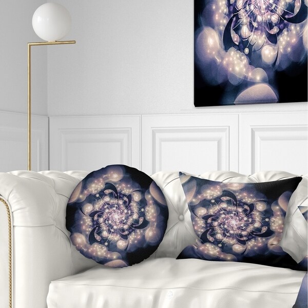 Designart 'Black White Fractal Flower in Dark' Floral Throw Pillow