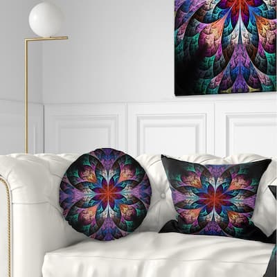 Designart 'Multi Color Fractal Flower Pattern' Floral Throw Pillow