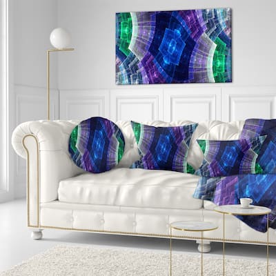 Designart 'Blue and Green Fractal Flower Grid' Abstract Throw Pillow