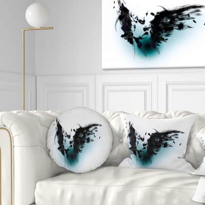 Designart 'Black Wings' Abstract Throw Pillow