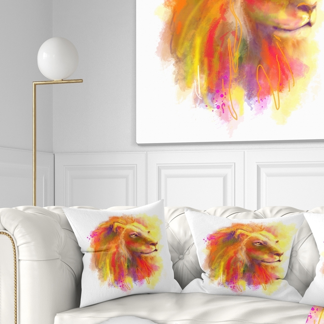 x 26 in. Designart CU8842-26-26 Lion with Colorful Mane Animal Throw Cushion Pillow Cover for Living Room 26 in Sofa