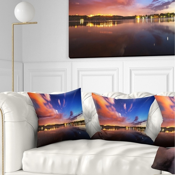 Designart 'Delighted Reflection in River' Landscape Photography Throw Pillow