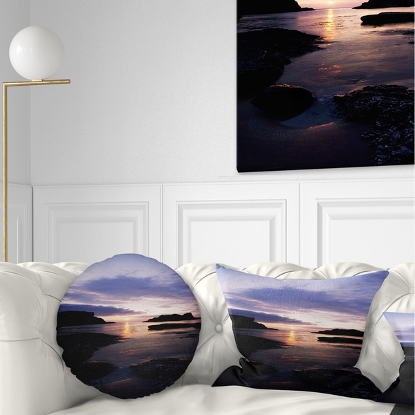 Designart 'White park Bay' Beach Photography Throw Pillow