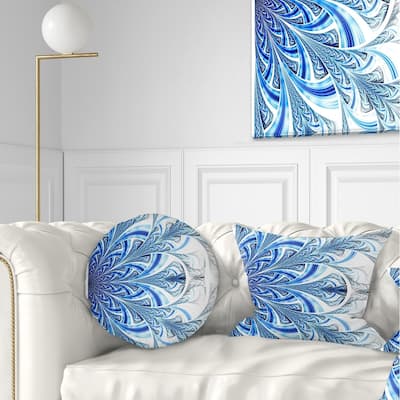 Designart 'Fractal Flower in Soft Blue Digital Art' Floral Throw Pillow