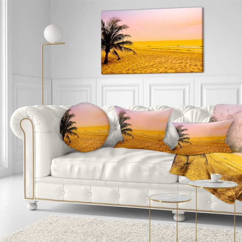 Designart 'coconut Tree Silhouette' Landscape Photography Throw Pillow 