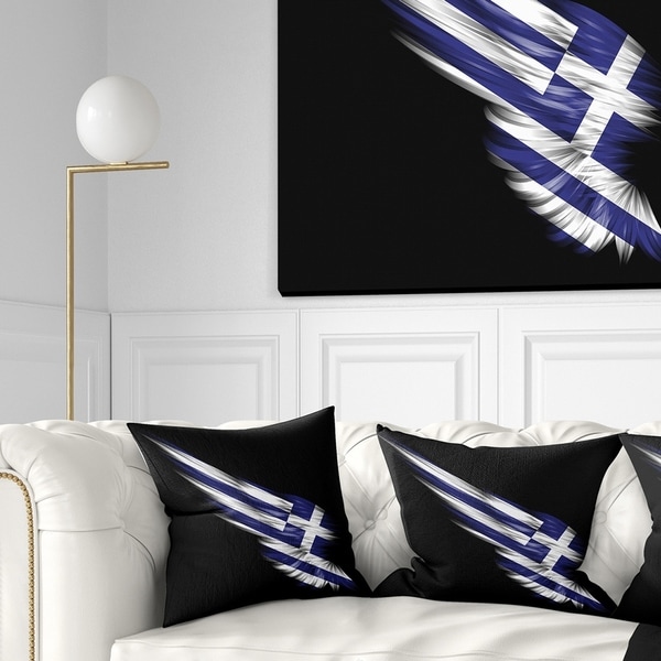 Designart 'Wing with Greece Flag' Abstract Throw Pillow