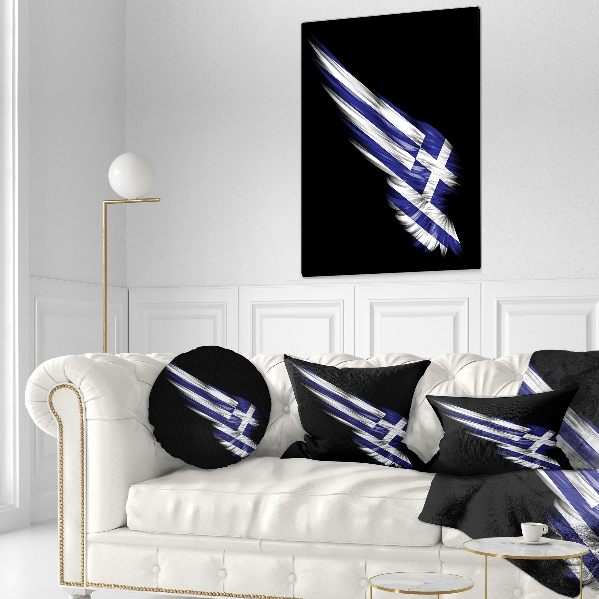 Designart Wing With Greece Flag Abstract Throw Pillow On Sale Overstock 20946175
