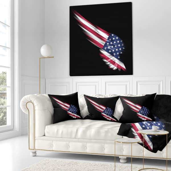 Designart Wing With American Flag Abstract Throw Pillow On Sale Overstock 20946187