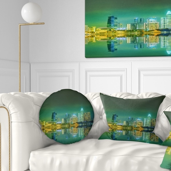 Designart 'Singapore View from Marina Bay' Skyline Photo Throw Pillow