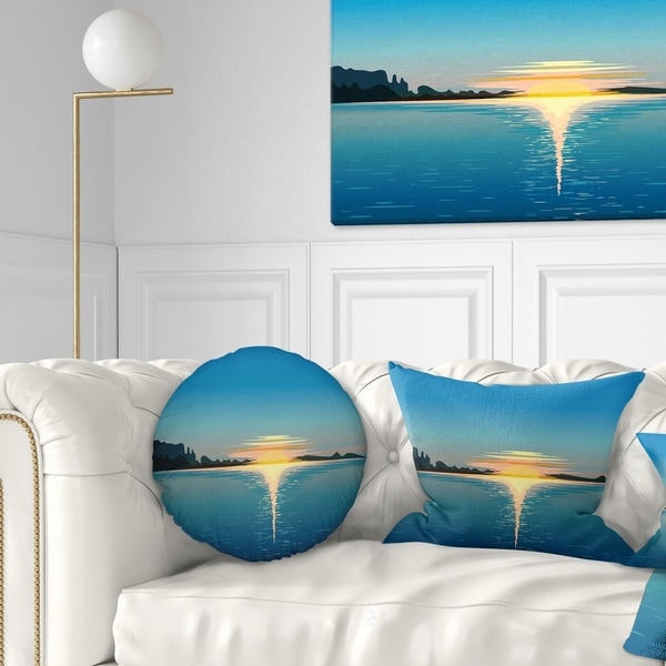 Designart 'Sea Sinking Sun' Seascape Throw Pillow
