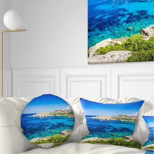 Designart 'Ocean Bay with Turquoise Water' Seascape Throw Pillow