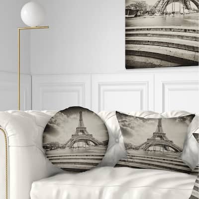 Designart 'Paris Eiffel Towerin Gray Shade' Landscape Photo Throw Pillow