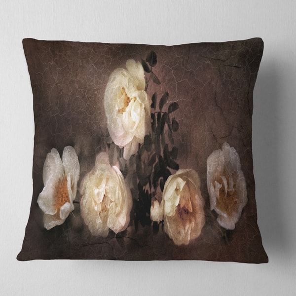 Designart Wild Roses In Old Painting Style Floral Throw Pillow On Sale Overstock 20946299