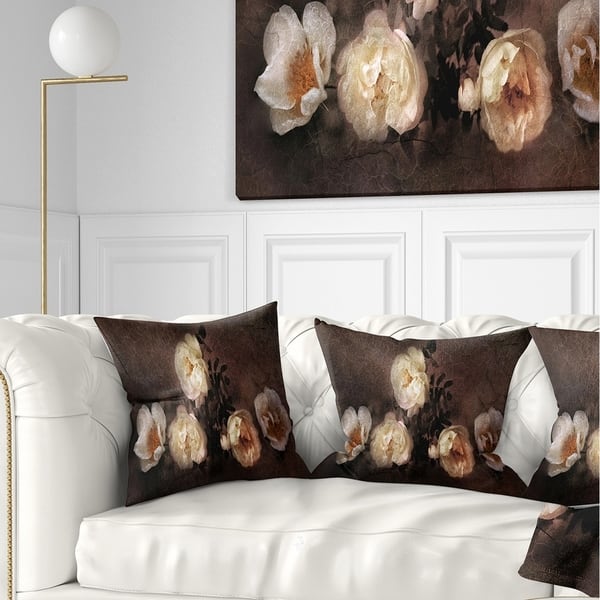 Designart Wild Roses In Old Painting Style Floral Throw Pillow On Sale Overstock 20946299