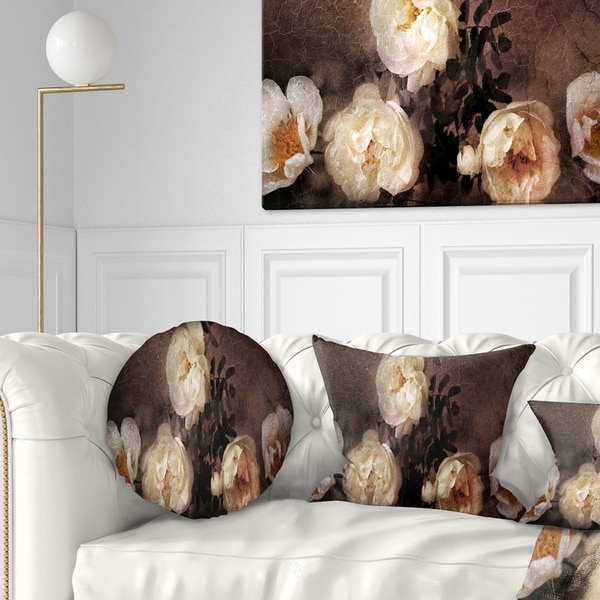 Designart 'Wild Roses in Old Painting Style' Floral Throw Pillow