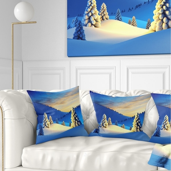 Designart 'Winter Mountains with Fir Trees' Landscape Photography Throw Pillow