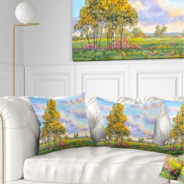 Designart 'Green Trees in Evening' Landscape Photography Throw Pillow