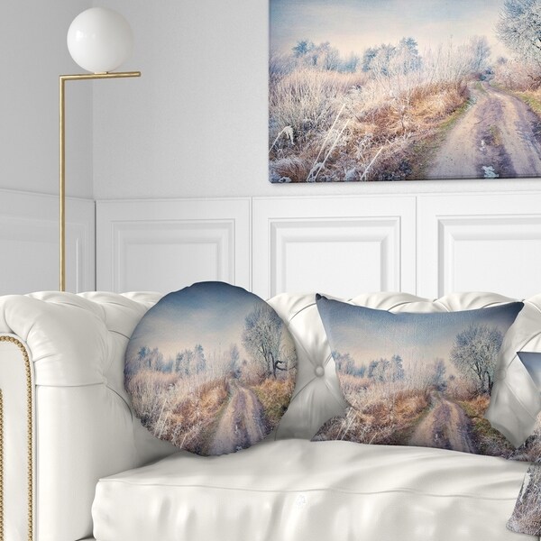 Designart 'First Frost in Forest' Landscape Photography Throw Pillow