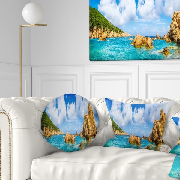 Designart 'Costa Paradise Panorama' Seashore Photo Throw Pillow