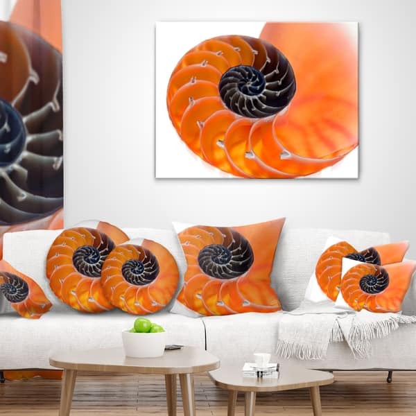 Designart Orange Nautilus Shell Contemporary Throw Pillow On Sale Overstock 20946401