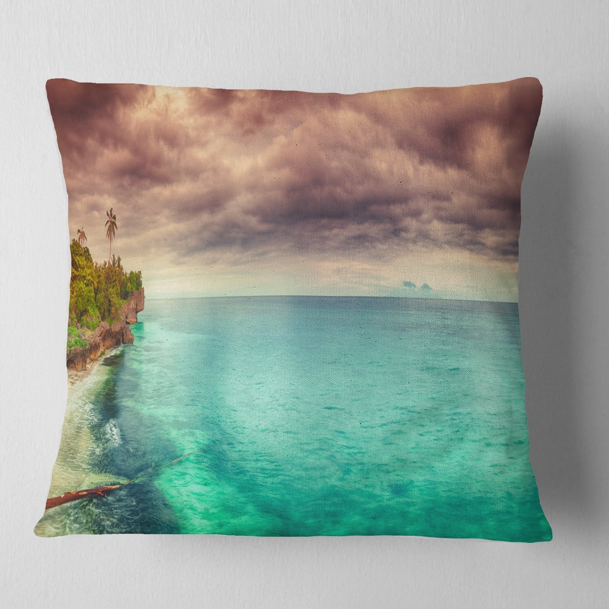 Designart 'Green Sunset Panorama View' Seascape Photography