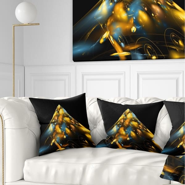 Designart 'Fractal Golden Blue Structure' Contemporary Throw Pillow - Square - 18 in. x 18 in. - Medium