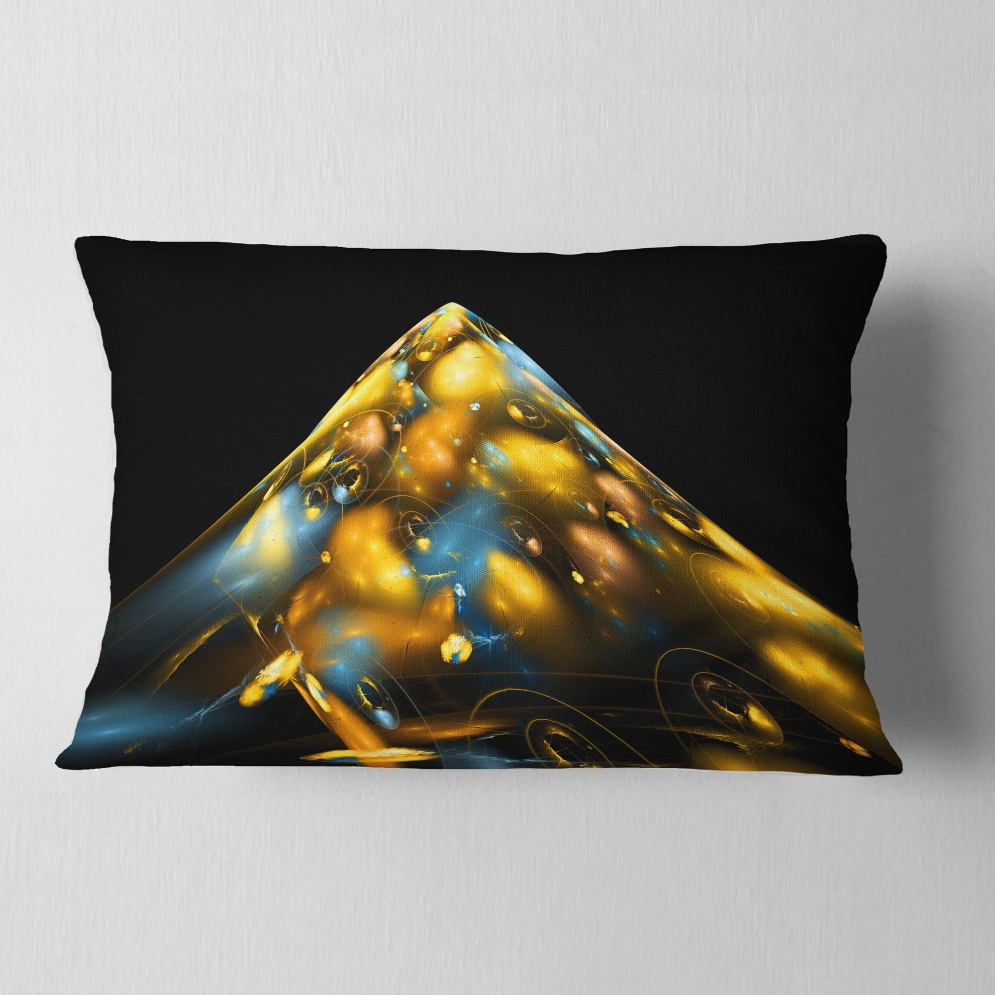 Designart 'Fractal Golden Blue Structure' Contemporary Throw Pillow - Square - 18 in. x 18 in. - Medium