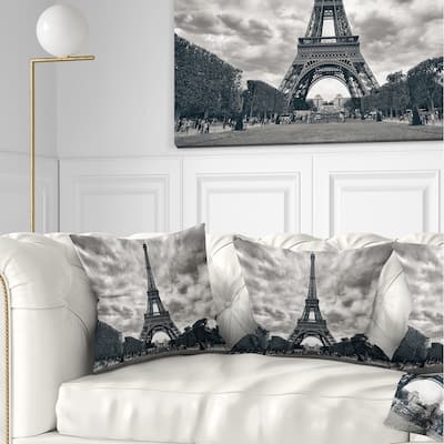 Designart 'Paris Eiffel TowerUnder Dramatic Sky' Skyline Photography Throw Pillow