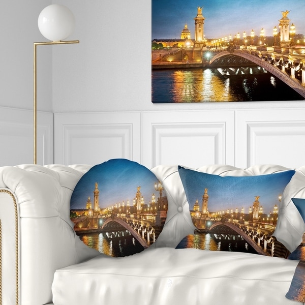 Designart 'Pont Alexandre III Bridge' Cityscape Photo Throw Pillow