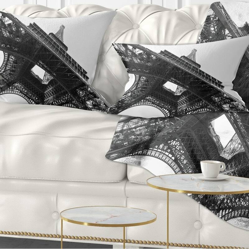 Designart 'Paris Eiffel Towerinto the Sky' Skyline Photography Throw Pillow - Rectangle - 12 in. x 20 in. - Medium