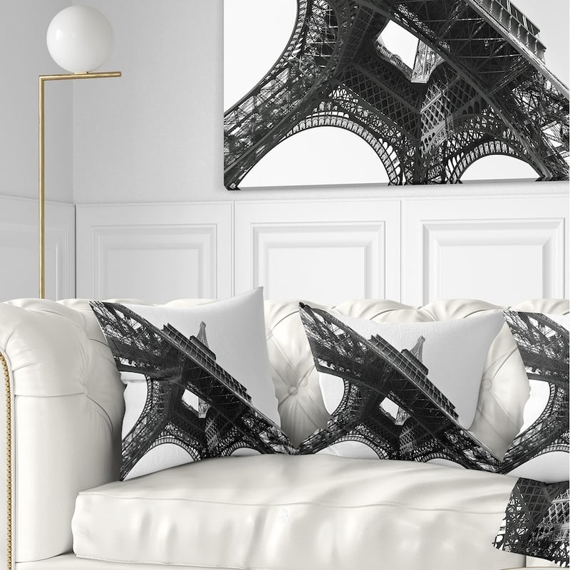 Designart 'Paris Eiffel Towerinto the Sky' Skyline Photography Throw Pillow - Square - 26 in. x 26 in. - Large