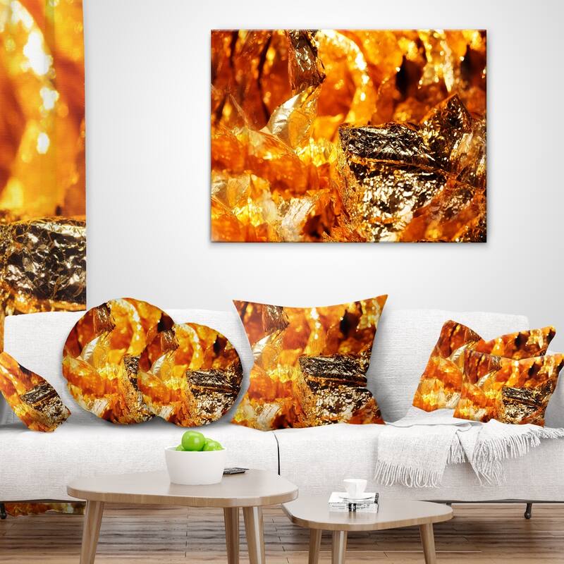 Designart 'Shiny Orange Gold Foil' Contemporary Throw Pillow