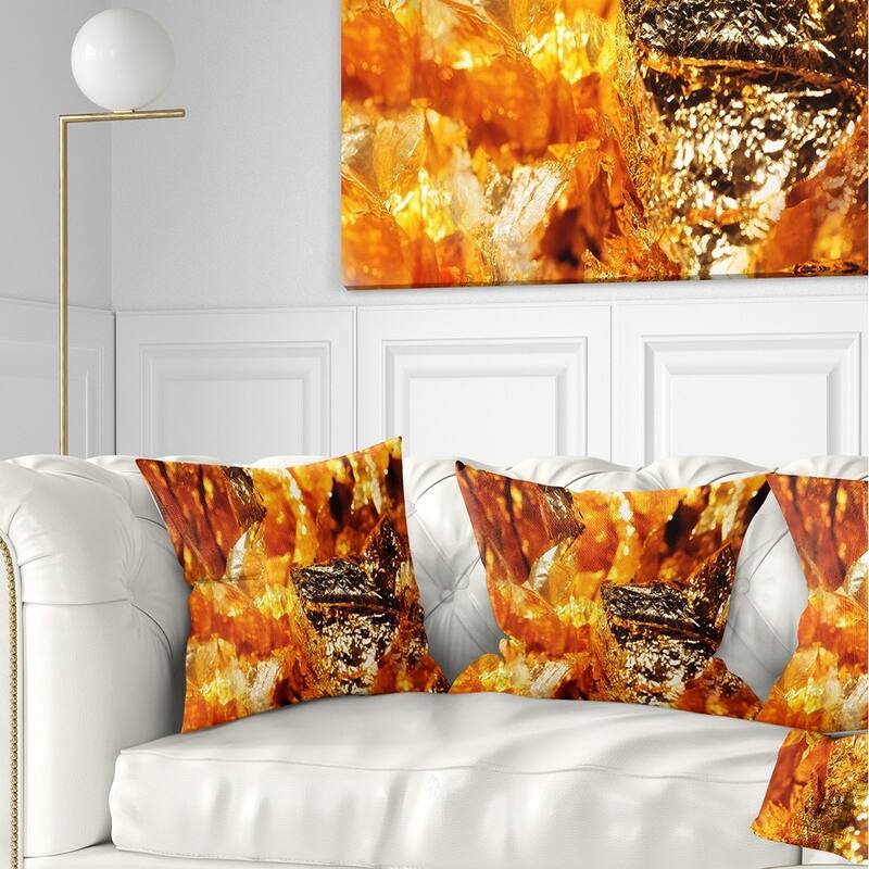 Designart 'Shiny Orange Gold Foil' Contemporary Throw Pillow - 18 in. x 18 in.