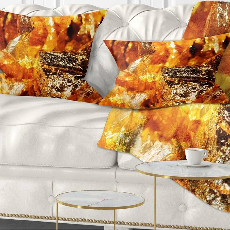 Designart 'Shiny Orange Gold Foil' Contemporary Throw Pillow