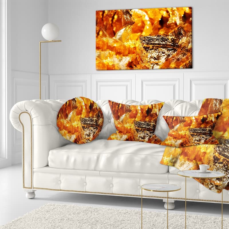 Designart 'Shiny Orange Gold Foil' Contemporary Throw Pillow