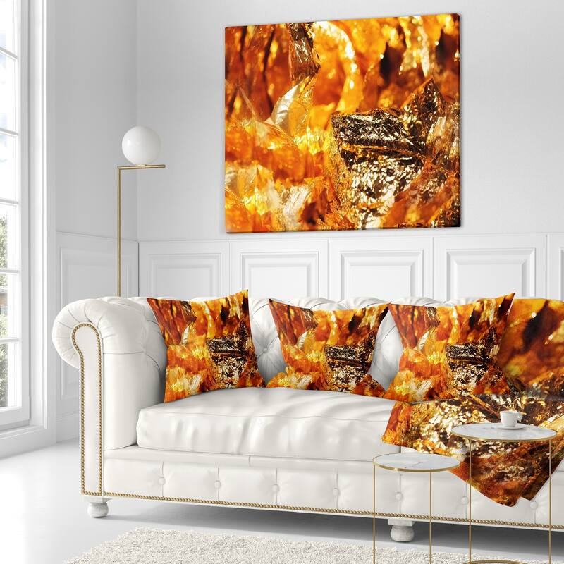 Designart 'Shiny Orange Gold Foil' Contemporary Throw Pillow