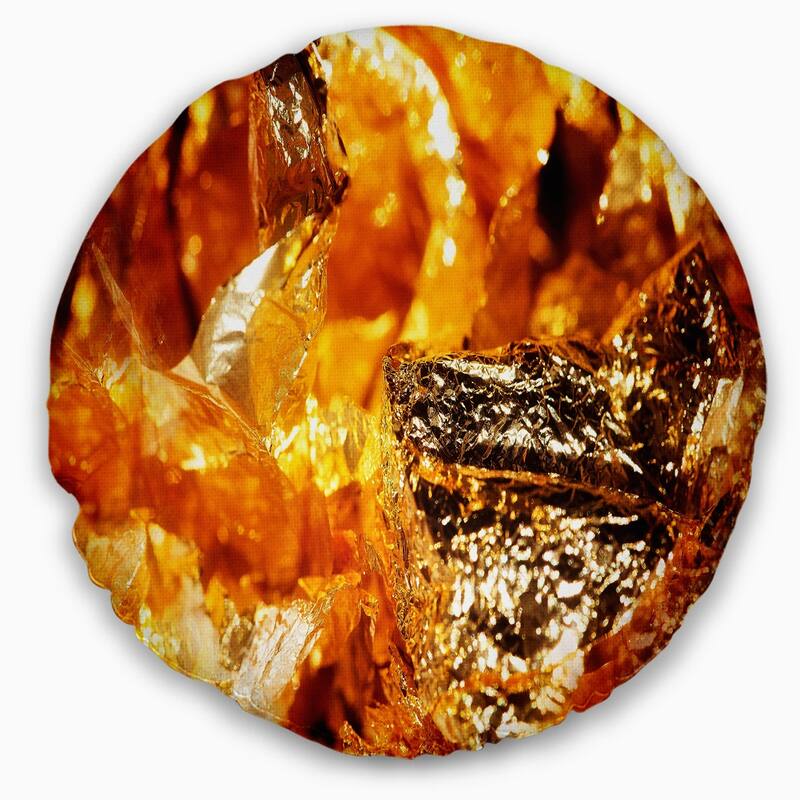 Designart 'Shiny Orange Gold Foil' Contemporary Throw Pillow