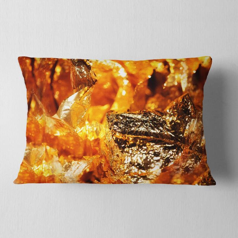 Designart 'Shiny Orange Gold Foil' Contemporary Throw Pillow - 12 in. x 20 in.