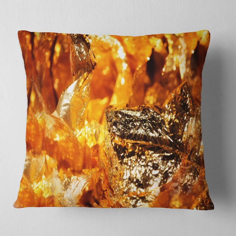 Designart 'Shiny Orange Gold Foil' Contemporary Throw Pillow