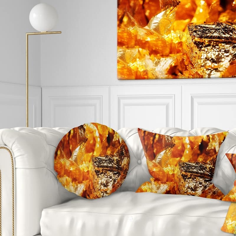Designart 'Shiny Orange Gold Foil' Contemporary Throw Pillow