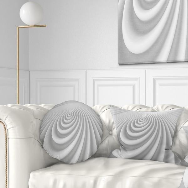Designart 'Fractal Rounded White 3D Waves' Contemporary Throw Pillow