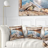 Designart Framed Effect Blurred Beach Seashore Throw Pillow On Sale Overstock 20946811
