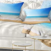 Designart 'Blue Waves at Tropical Beach' Seashore Photo Throw Pillow ...